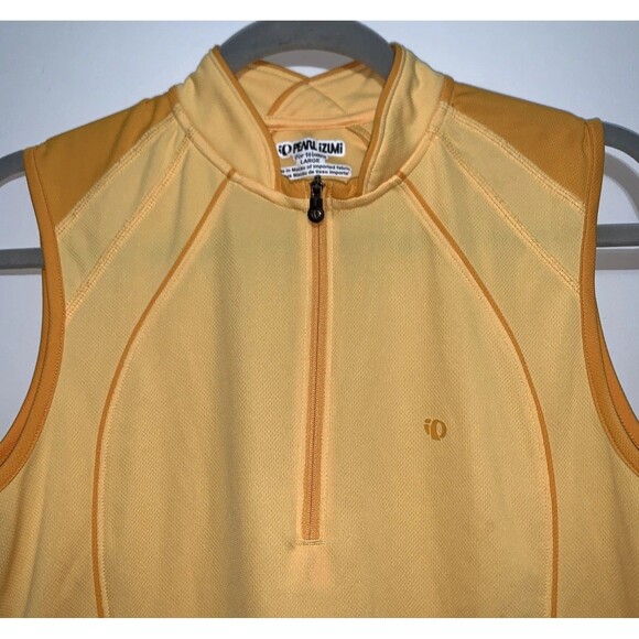Pearl Izumi Cycling Jersey Womens Large Yellow Orange Tank 1/4 Zip Polyester - Picture 2 of 6